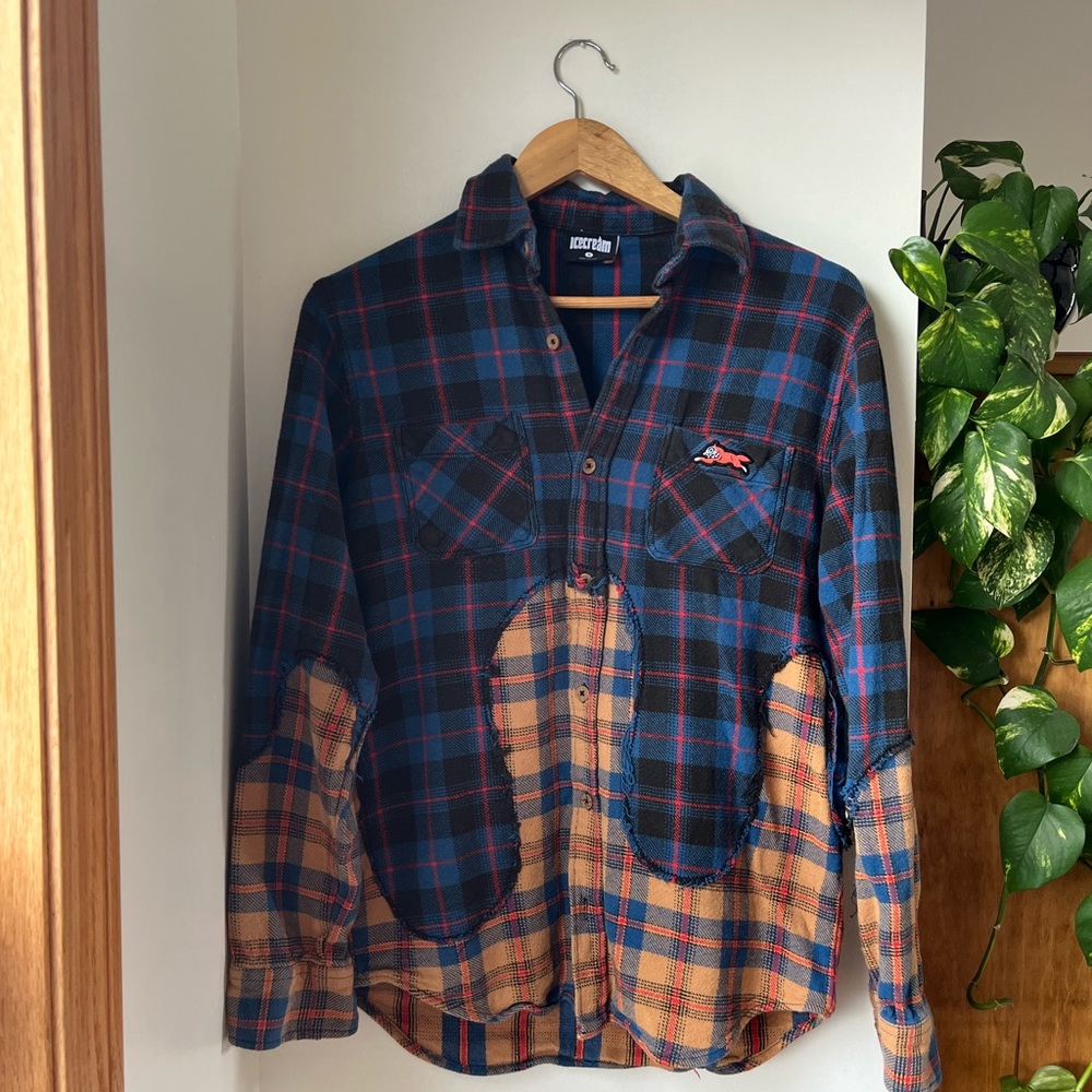 Billionaire Boys Club Icecream Big Melt  Multicolor Plaid Casual Shirt